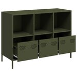 vidaXL Buffet vert olive 101 5x39x73 5 cm acier laminé à froid