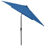 vidaXL Parasol de jardin avec LED et mât en acier bleu azuré 2x3 m