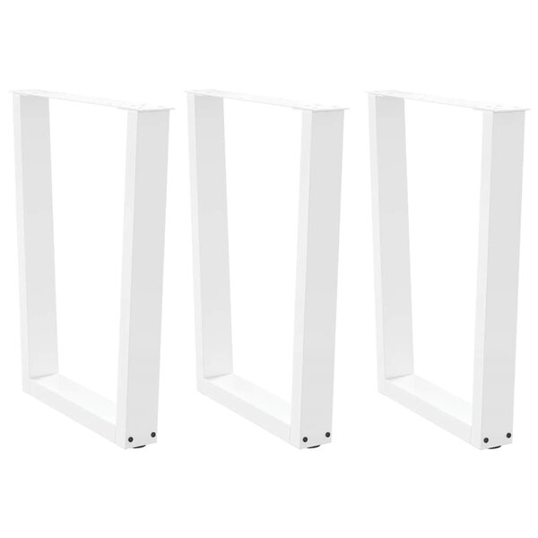 vidaXL Pieds de table à manger en forme de V  3 pièces  blanc  70 x (72-73 3) cm  acier