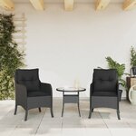 vidaXL Chaises de jardin avec coussins lot de 2 noir résine tressée