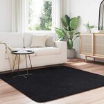 vidaXL Tapis shaggy à poils longs NAVARRA noir 160x160 cm polyester