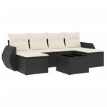 vidaXL Salon de jardin 7 Pièces avec coussins noir résine tressée