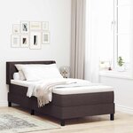 vidaXL Lit à ressorts avec matelas Marron foncé 200 x 100 cm Polyester
