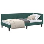 vidaXL Cadre de lit d'angle Vert foncé 90 x 190 cm Velours