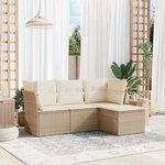 vidaXL Salon de jardin avec coussins 4 Pièces beige résine tressée