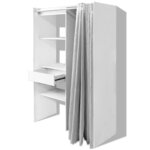 Vidaxl garde-robe avec rideau réglable en largeur 121-168 cm blanc