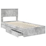 vidaXL Lit de Rangement Gris béton 90 x 190 cm Bois d'ingénierie