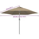 vidaXL Tissu de remplacement pour parasol d'extérieur Taupe 300 cm