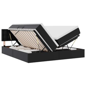 vidaXL Lit de Rangement Noir 200 x 200 cm Cuir synthétique