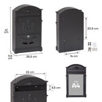 Boîte aux lettres style rétro - classique  Residencia D-2151/N  Aluminium  Noir