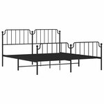 vidaXL Cadre de lit métal sans matelas avec pied de lit noir 183x213cm