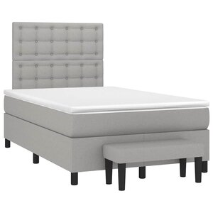 vidaXL Sommier à lattes de lit et matelas gris clair 120x190 cm tissu