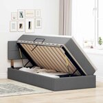 vidaXL Lit de rangement LED avec matelas Gris foncé 100 x 200 cm Tissu