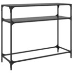 vidaXL Table console avec dessus en verre noir 98x35x81 cm acier