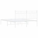 vidaXL Cadre de lit métal avec tête de lit blanc 135x190 cm