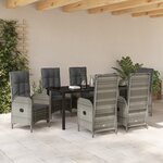 vidaXL Set de 7 pièces de salle à manger de jardin en poly rotin gris