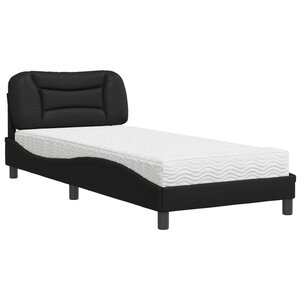 vidaXL Lit avec matelas noir 90x190 cm similicuir