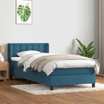 vidaXL Sommier à lattes de lit et matelas bleu foncé 90x210 cm velours