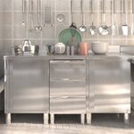 vidaXL Armoires de cuisine commerciale 3 Pièces Acier inoxydable