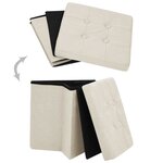vidaXL Tabourets de rangement pliables lot de 2 blanc crème Faux lin