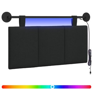 vidaXL Tête de lit suspendue Avec lumière LED Noir Tissu