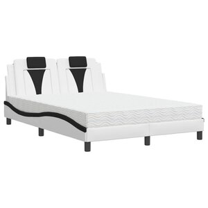 vidaXL Lit Viana avec matelas blanc et noir 140x200 cm similicuir