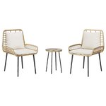 vidaXL Ensemble de salle à manger pour jardin 3 Pièces Marron Noir Crème