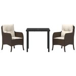 vidaXL Ensemble de salle à manger pour jardin 3 Pièces Marron polyrotin