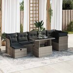 vidaXL Salon de jardin 8 Pièces avec coussins gris résine tressée