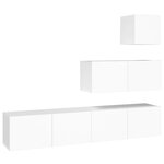vidaXL Ensemble de meubles TV 4 Pièces Blanc Bois d'ingénierie