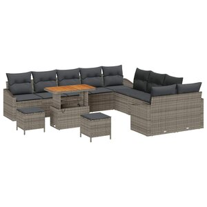 vidaXL Ensemble de canapé de jardin 13 Pièces Gris Poly rotin