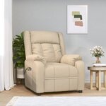 vidaXL Fauteuil électrique de massage Crème Tissu