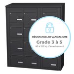 Bloc collectif Leabox  3x4  grade 3  simple face  extérieur  fixation murale  gris anthracite ral 7016 finition brillante