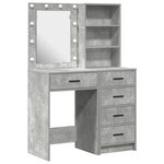 Set de coiffeuse 2 pièces avec LED en bois d'ingénierie gris béton