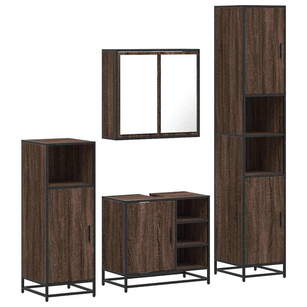 vidaXL Ensemble de meubles de salle de bain 4 Pièces chêne marron