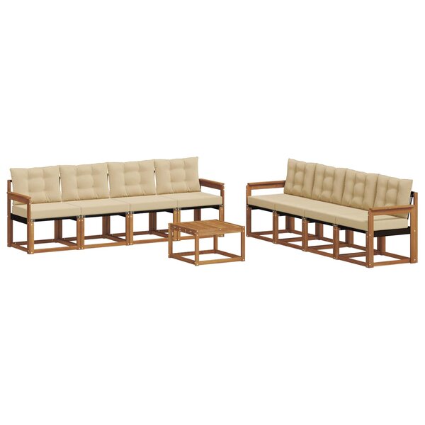 vidaXL Ensemble de canapés d'extérieur 9 pc Naturel et Beige