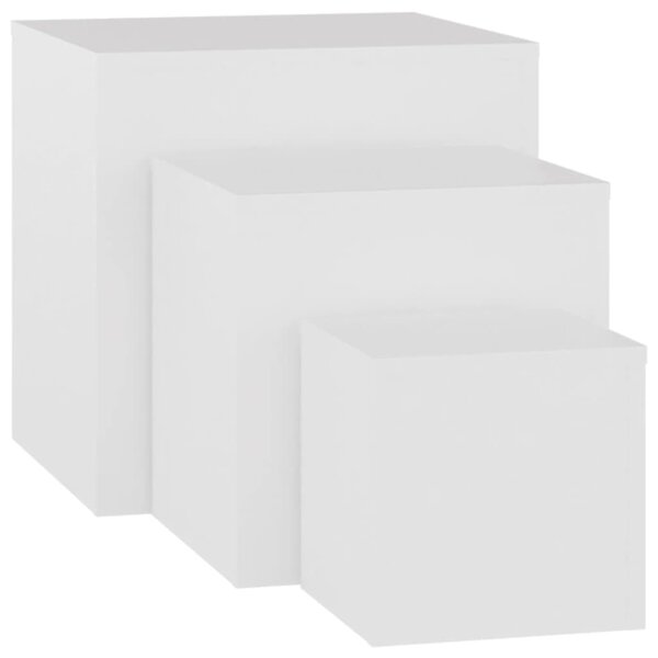 vidaXL Tables d'appoint 3 Pièces Blanc Bois d’ingénierie