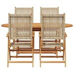 Ensemble de salle à manger de jardin 5 pièces vidaXL Beige en bois d'acacia massif et en rotin synthétique