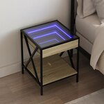 vidaXL Table de chevet avec LED infini chêne sonoma 40x40x49 cm