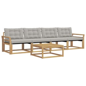 vidaXL Ensemble de canapés d'extérieur 5 Pièces Blanc et gris clair