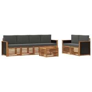 vidaXL Ensemble de canapés d'extérieur 7 pc Naturel et Anthracite