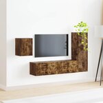 vidaXL Ensemble meuble TV 4 Pièces Chêne fumé Bois d'ingénierie