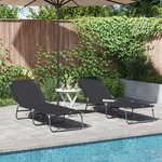 vidaXL Chaise longue pliante 2 Pièces Portable Noir Tissu Oxford 600D