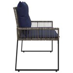 vidaXL Banc extérieur avec coussin 4 Pièces Gris et bleu marine polyrotin