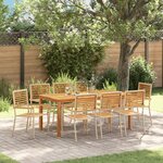 vidaXL Ensemble de Salle à Manger de Jardin 9 pièces Beige en Poly Rattan Acacia