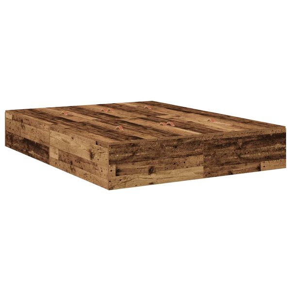 vidaXL Cadre de lit avec rangement Bois Ancien 135 x 190 cm