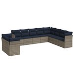 vidaXL Salon de jardin 10 Pièces avec coussins gris résine tressée