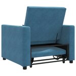 vidaXL Fauteuil Convertible bleu velours 3-en-1