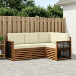 vidaXL Ensembles de canapés avec coussin 4 Pièces Bois d'Acacia Massif