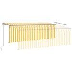 vidaXL Auvent manuel rétractable avec store 4x3 m Jaune et blanc